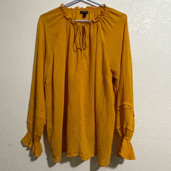TORRID Gauze Lace-Up Peasant Top SZ  1 - Picture 3 of 7